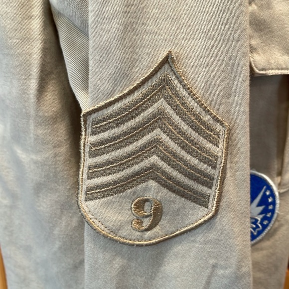 Zara Denim Relaxed Fit Distressed Light Khaki Military Jacket Size S - Picture 6 of 11